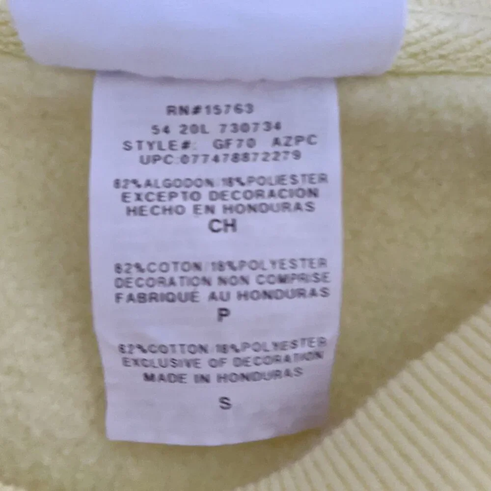 Champion Reverse Weave Fleece Pullover Crew Neck Sweatshirt Pale Yellow Cozy NEW - Picture 6 of 6